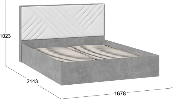Изображение товара Двуспальная кровать ТриЯ Хилтон универсальная тип 1 160x200 (ателье светлый/белый)