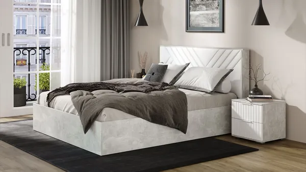 Изображение товара Двуспальная кровать ТриЯ Хилтон универсальная тип 1 160x200 (ателье светлый/белый)