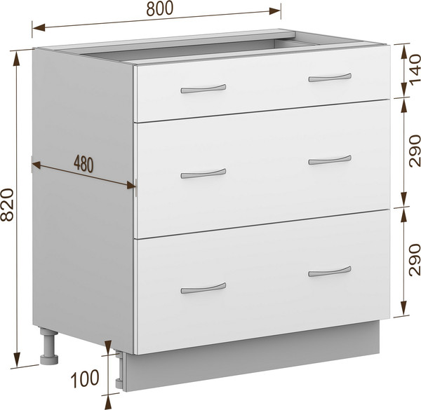 Изображение товара Шкаф-стол кухонный Кортекс-мебель Корнелия Лира НШ80р3ш без столешницы (орех элия)