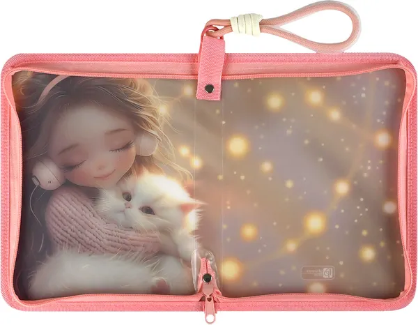 Изображение товара Папка для тетрадей Феникс+ Девочка в наушниках и котенок / 72367