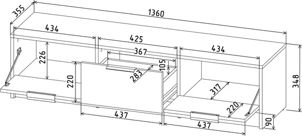 Изображение товара Тумба Interline ТВ Концепт КТ-ТВ3-35 Техно (белый платинум/белый)