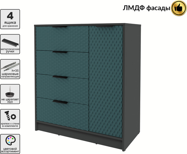 Изображение товара Тумба Interline Концепт КТ-Т90 Техно (антрацит/верде)