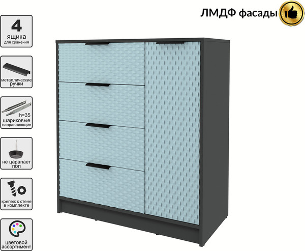 Изображение товара Тумба Interline Концепт КТ-Т90 Техно (антрацит/океан)