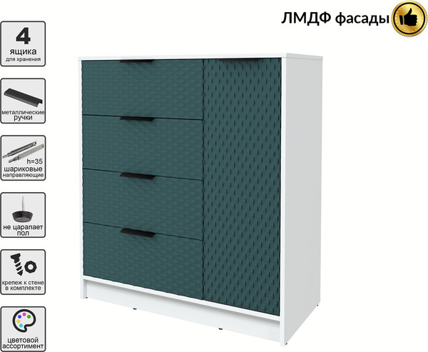 Изображение товара Тумба Interline Концепт КТ-Т90 Техно (белый платинум/верде)
