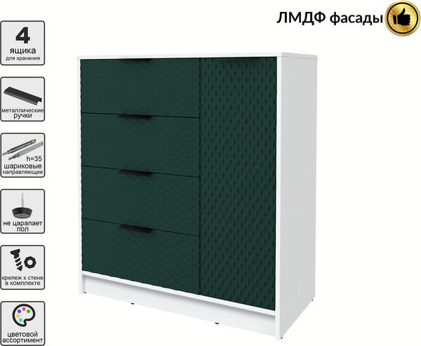 Изображение товара Тумба Interline  Концепт КТ-Т90 Техно (белый платинум/изумруд)