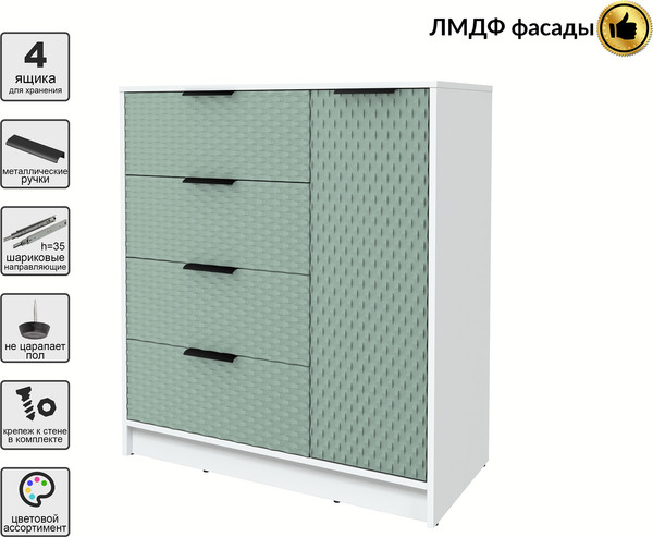 Изображение товара Тумба Interline Концепт КТ-Т90 Техно (белый платинум/мята)