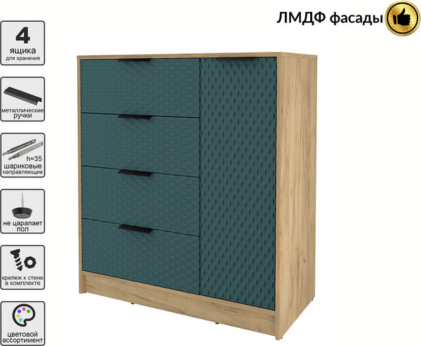 Изображение товара Тумба Interline Концепт КТ-Т90 Техно (дуб золотой/верде)