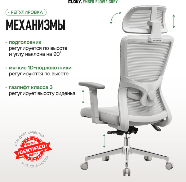 Изображение товара Кресло офисное Floky Ember Flow 1 (серый)