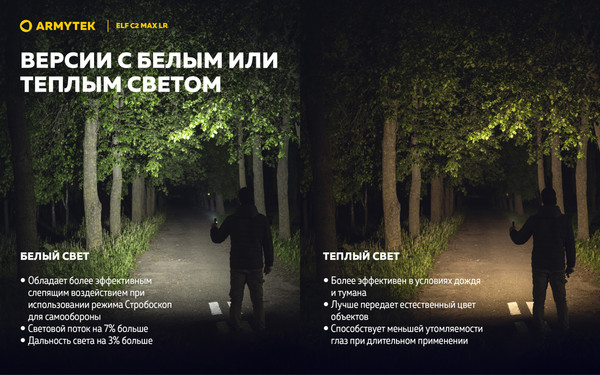 Изображение товара Фонарь Armytek Elf C2 Max LR USB-C Warm F10702W