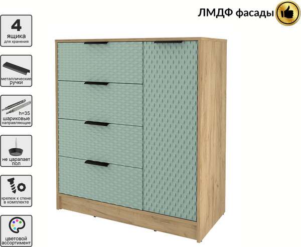 Изображение товара Тумба Interline Концепт КТ-Т90 Техно (дуб золотой/мята)