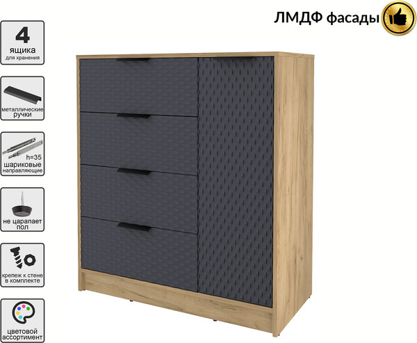 Изображение товара Тумба Interline Концепт КТ-Т90 Техно (дуб золотой/пепел)
