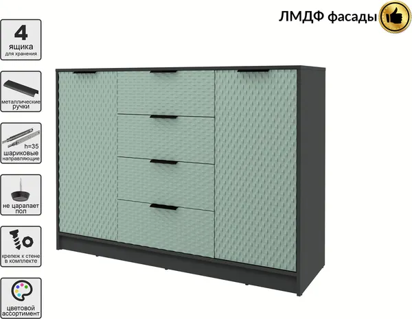 Изображение товара Тумба Interline Концепт КТ-Т140 Техно (антрацит/мята)