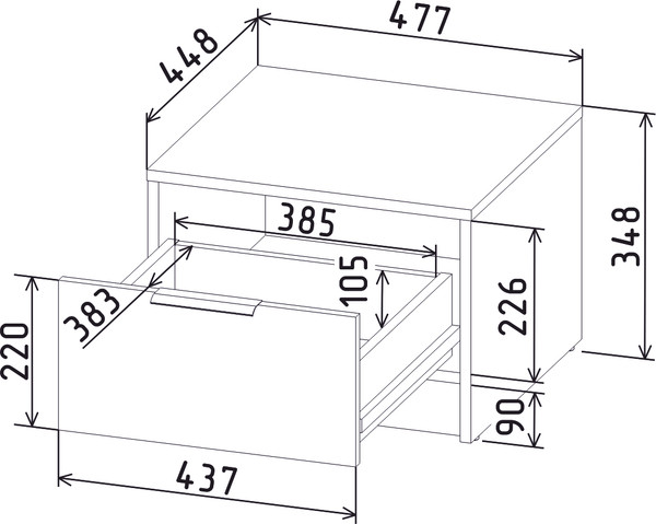 Изображение товара Прикроватная тумба Interline Концепт КТ-ТК1-35 Техно (антрацит/океан)