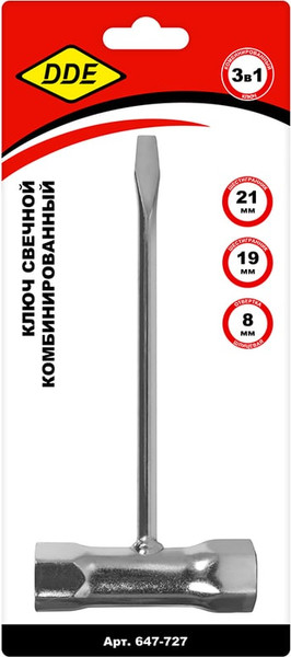 Изображение товара Гаечный ключ DDE Свечной 19x21мм / 647-727