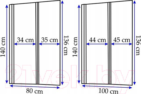 Изображение товара Стеклянная шторка для ванны REA Agat-2 80 / REA-W0700 (прозрачное стекло)