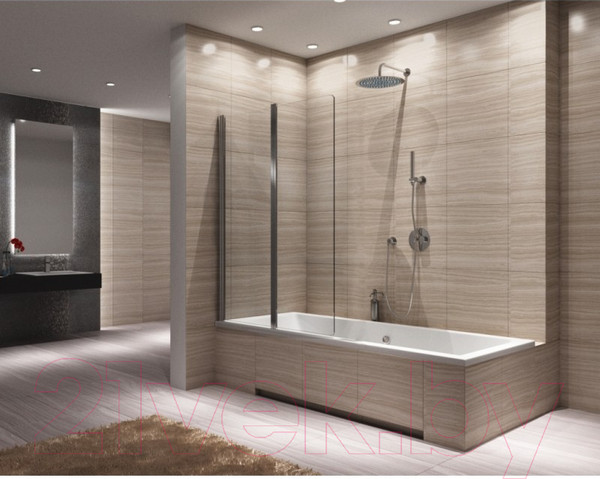 Изображение товара Стеклянная шторка для ванны REA Agat-2 80 / REA-W0700 (прозрачное стекло)