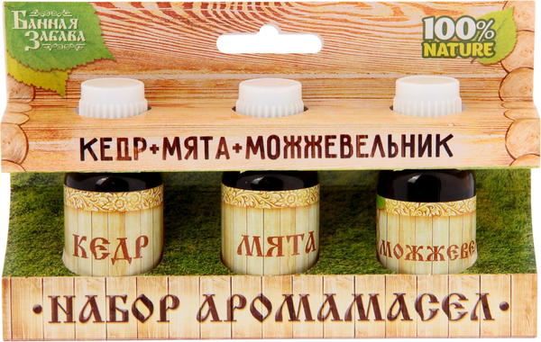 Изображение товара Набор эфирных масел Банная забава Кедр, мята, можжевельник 1246848 (3x15мл)