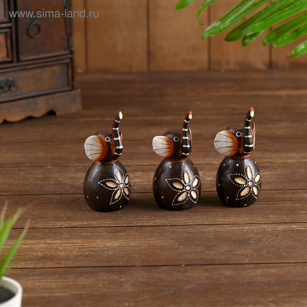 Изображение товара Набор статуэток Sima-Land Слоники / 3370396 (3шт)