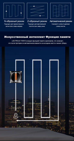 Изображение товара Робот-мойщик окон Liectroux YW910 (черный)