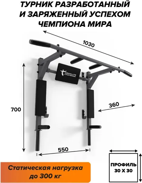 Изображение товара Турник-брусья Absolute Champion Атлант АЧ14027 (черный)
