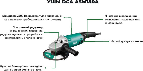 Изображение товара Угловая шлифовальная машина DCA ASM180A
