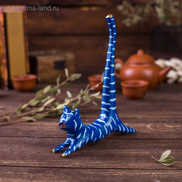 Изображение товара Статуэтка Sima-Land Кошка синяя под кольца 4166081