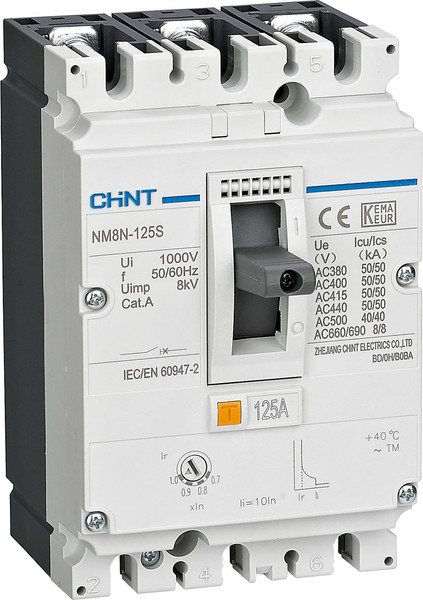 Выключатель автоматический Chint NM8N-125S 3Р 20A 50кА / 271582 — фото 3