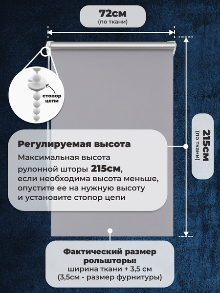 Изображение товара Рулонная штора Sundays Home LM 168-07 72x215 (серый)
