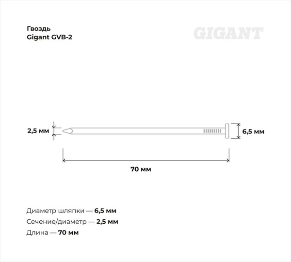 Изображение товара Гвоздь строительный Gigant GVB-2 (7200шт)