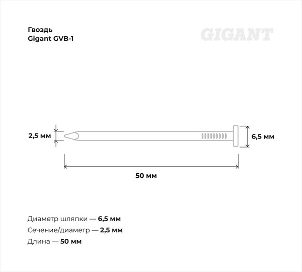 Изображение товара Гвоздь строительный Gigant GVB-1 (9000шт)
