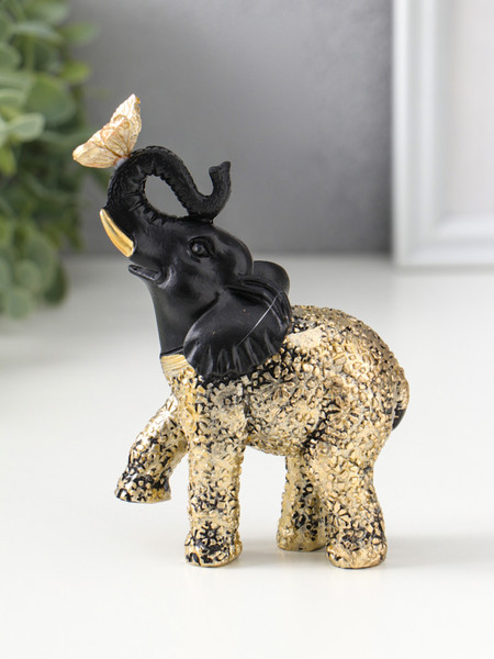 Изображение товара Статуэтка Sima-Land Черный слоник с бабочкой на хоботе 10954792