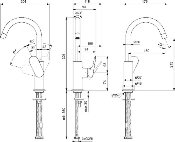 Изображение товара Смеситель Ideal Standard BE015AA