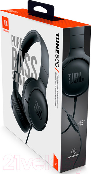 Изображение товара Наушники-гарнитура JBL Tune 500 / T500BLK (черный)