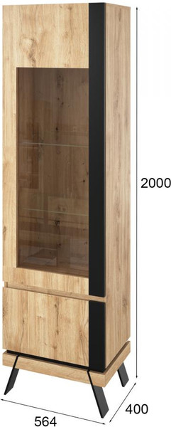 Изображение товара Шкаф-пенал с витриной Anrex Моне 8033 дс правый ТВ (дуб наварра/черный)