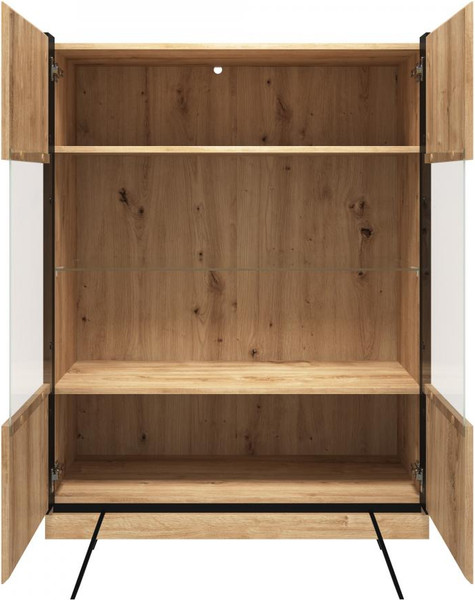 Изображение товара Шкаф с витриной Anrex Двухстворчатый 8034 (дуб навара/черный)