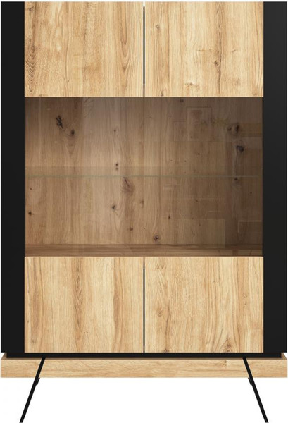 Изображение товара Шкаф с витриной Anrex Двухстворчатый 8034 (дуб навара/черный)