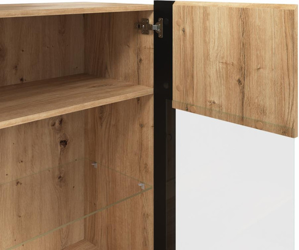 Изображение товара Шкаф с витриной Anrex Двухстворчатый 8034 (дуб навара/черный)