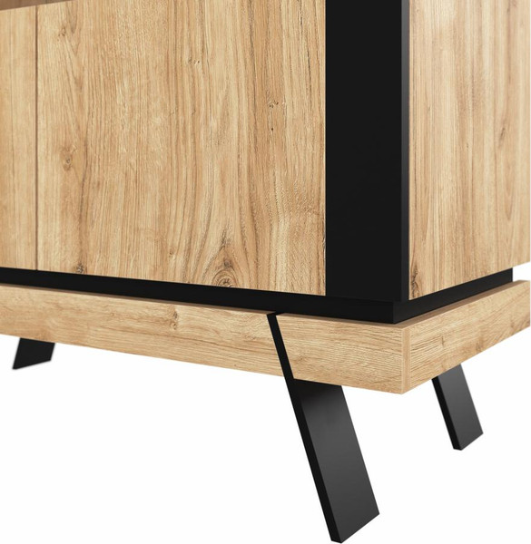 Изображение товара Шкаф с витриной Anrex Двухстворчатый 8034 (дуб навара/черный)