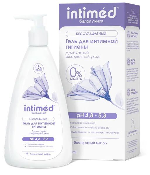 Изображение товара Гель для интимной гигиены Intimed Белая Линия Деликатный ежедневный уход (200мл)