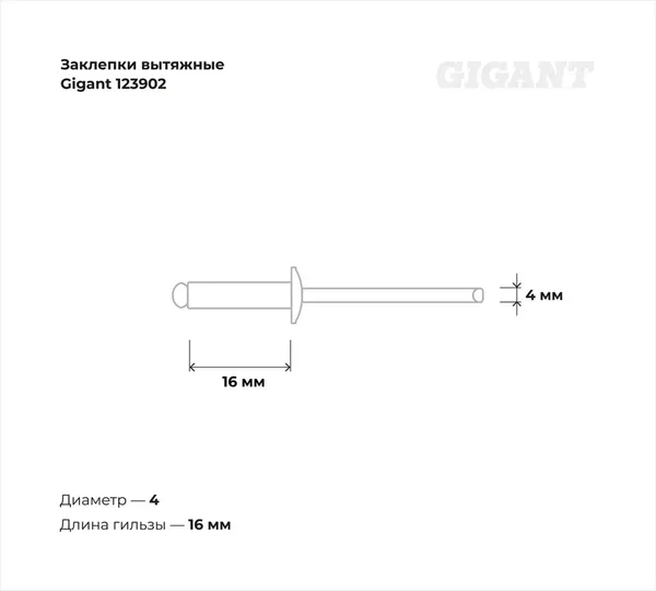 Изображение товара Набор заклепок Gigant 123902 (100шт)