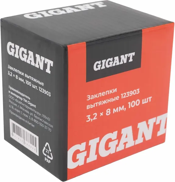 Изображение товара Набор заклепок Gigant 123903 (100шт)
