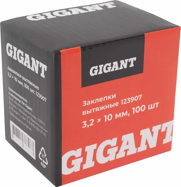 Изображение товара Набор заклепок Gigant 123907 (100шт)