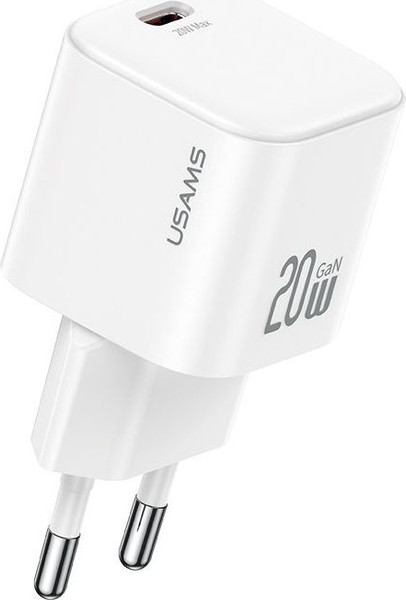Адаптер питания сетевой Usams 20W GaN Mini Fast Charger / CC260TC02 (белый) — фото 3