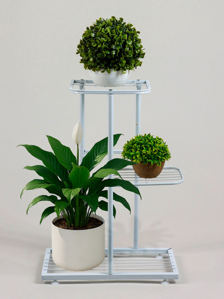 Изображение товара Стойка для цветов GREENGO 3 полки 43x22x57см 10747762 (белый)