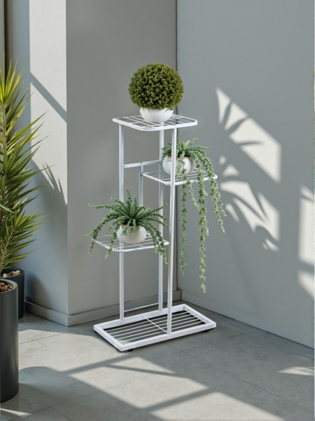 Изображение товара Стойка для цветов GREENGO 4 полки 43x22x82см 10747741 (белый)