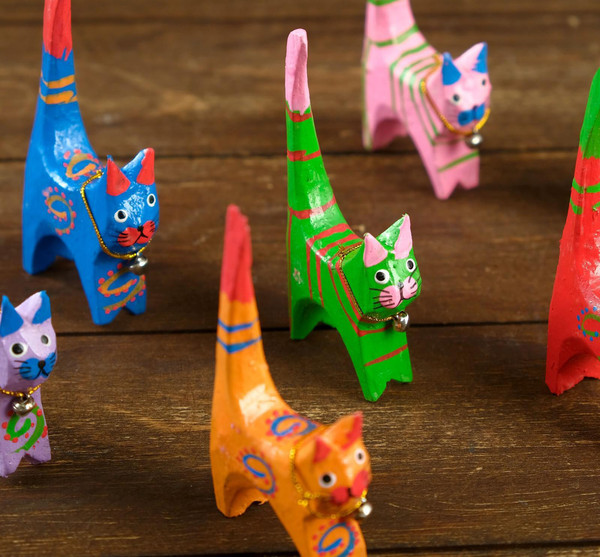 Изображение товара Набор статуэток Sima-Land Кошечки цветные под кольца 4165725 (4шт)