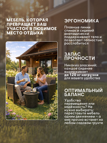 Изображение товара Комплект садовой мебели ВПМ Садко / 6201451 (темно-коричневый)