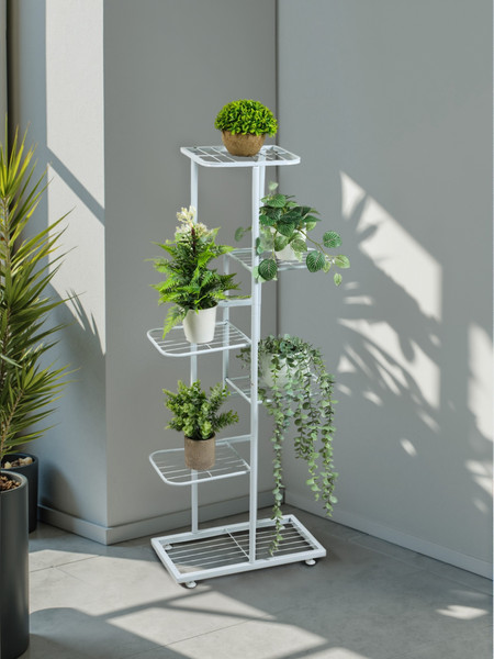 Изображение товара Стойка для цветов GREENGO 6 полок 44x22x105см 10747766 (белый)