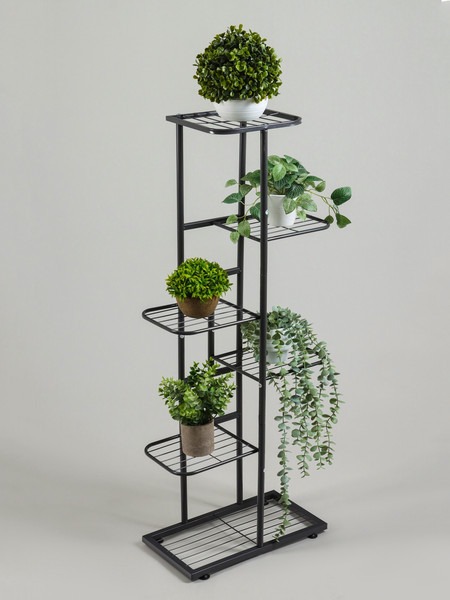Изображение товара Стойка для цветов GREENGO 6 полок 44x22x105см 10747768 (темно-серый)