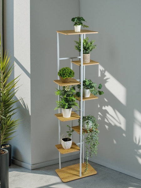 Изображение товара Стойка для цветов GREENGO 8 полок 36x23x136см 10747755 (белый)